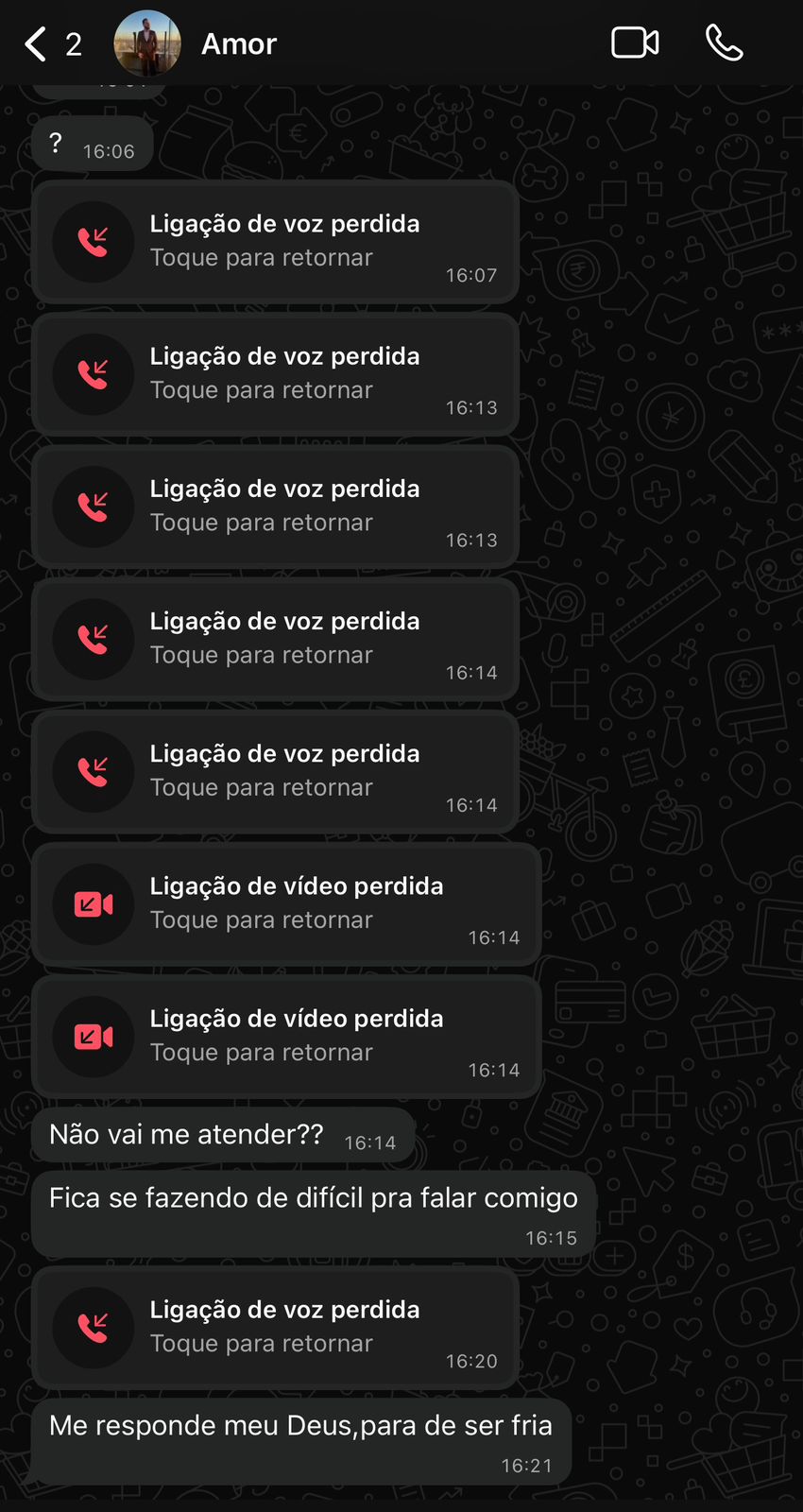 Print de ligações perdidas